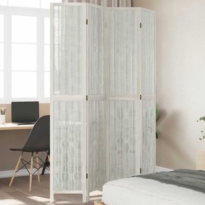 vidaXL Paraván 4 panely biely masívne drevo paulovnie