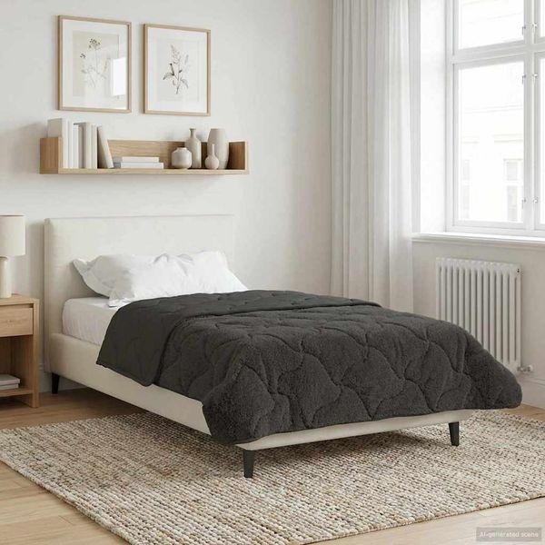 vidaXL Zimný prehoz Antracit 135 x 200 cm Mikrofáza a Teddy fleece