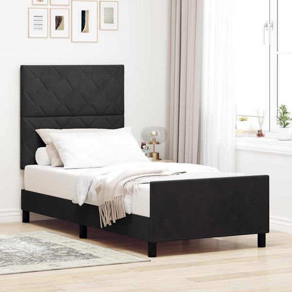 vidaXL Posteľ s pružinovým rámom Čierna 100 x 200 cm Zamat