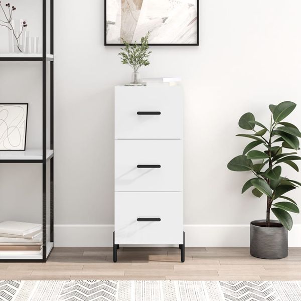 vidaXL Komoda lesklá biela 34,5x34x90 cm spracované drevo
