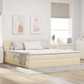 vidaXL Postel s úložným prostorem a matrací Krémová 200 x 200 cm Zamat