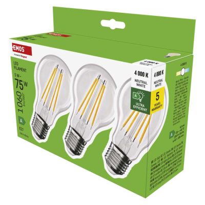 LED žiarovka Filament A CLASS A60 / E27 / 5 W (75 W) / 1 060 lm / neutrálna biela