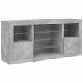 vidaXL Komoda s LED svetlami betónovo-sivá 142,5x37x67 cm