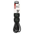 Predlžovací kábel 3 m / 3 zásuvky / čierny / PVC / 1 mm2