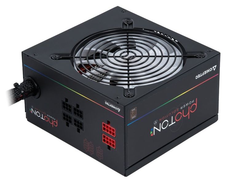 CHIEFTEC zdroj CTG-750C-RGB / Photon Series / 750W / 120mm fan / akt. PFC / modulární kabeláž / 80PLUS Bronze Zdroj, ATX, 750W, aktivní PFC, 120mm ventilátor, RGB podsvícení, cástecne modulární kabeláž, 80PLUS Bronze