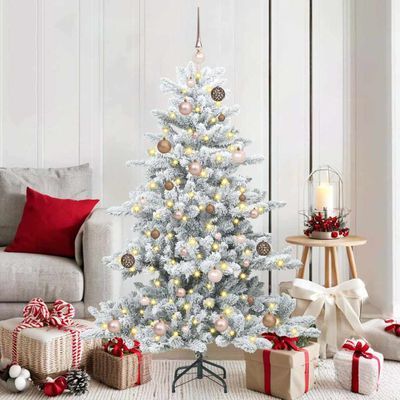 vidaXL Umelý Sklápací Vianočný Stromček Biela 150 cm PVC a oceľ