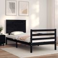 vidaXL Posteľný rám s čelom čierny 90x200 cm masívne drevo