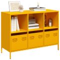 vidaXL Komoda horčicovožltá 101,5x39x73,5 cm oceľ valcovaná za studena
