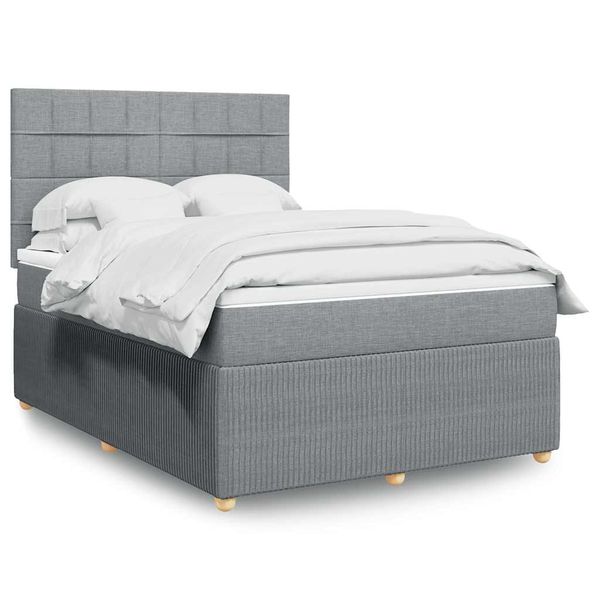 vidaXL Boxspring posteľ s matracom bledosivá 140x200 cm látka