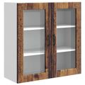 vidaXL Nástenný sklenený kabinet PORTO Staré drevo 80 x 31 x 80 cm