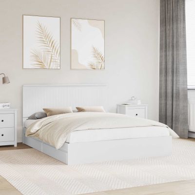 vidaXL Úložná posteľ so zásuvkou Biela 160 x 200 cm Kompozitné drevo