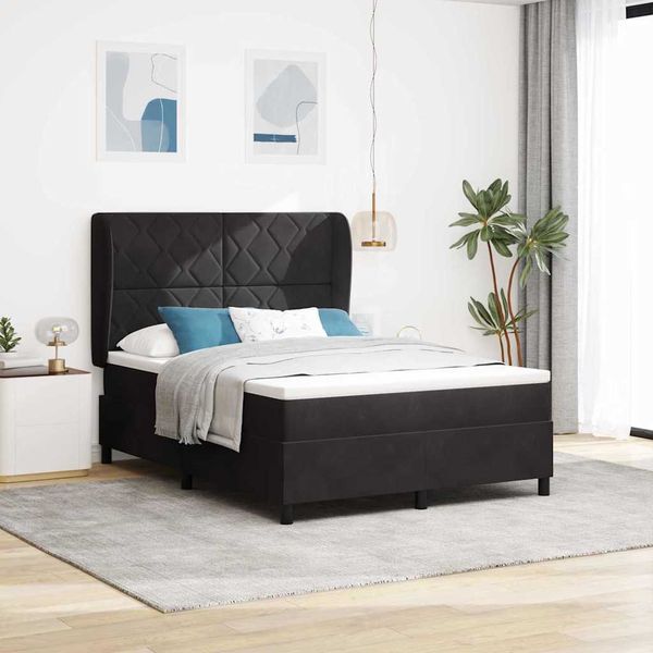 vidaXL Posteľ s pružinovým rámom Čierny 200 x 140 cm Zamat