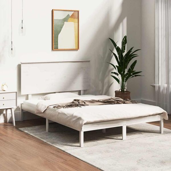 vidaXL Posteľ bez matraca biela 140x200 cm masívna borovica