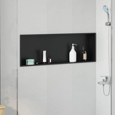 vidaXL Sprchový výklenok Čierna 90 x 30 x 9,5 cm Nerezová oceľ
