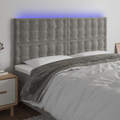 vidaXL Čelo postele s LED bledosivé 180x5x118/128 cm zamat