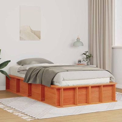 vidaXL Rám postele Včelí hnedý 100 x 200 cm Masívne borovicové drevo