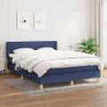 vidaXL Posteľný rám boxspring s matracom modrý 140x200 cm látka