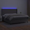 vidaXL Boxspring posteľ s matracom a LED sivá 180x200 cm umelá koža