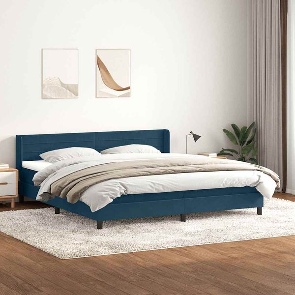 vidaXL Box Spring Posteľ s matracom Tmavomodrá 180x220 cm Zamat