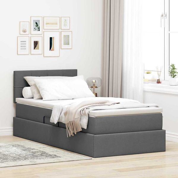 vidaXL Postel s úložným prostorem a matrací Tmavo šedá 100 x 200 cm