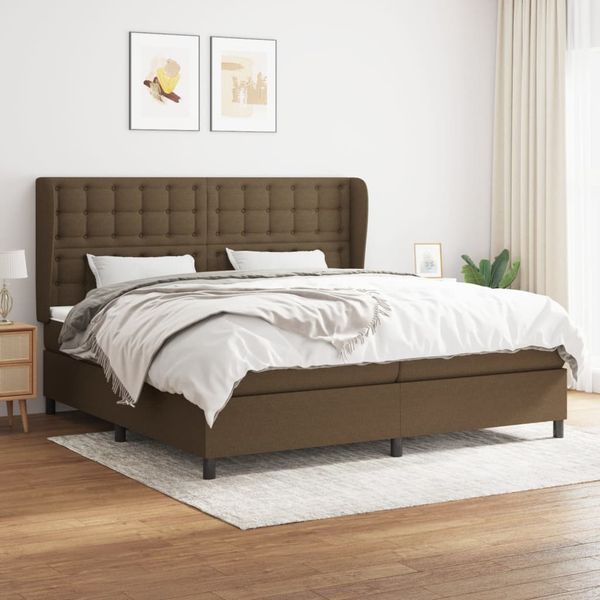 vidaXL Boxspring posteľ s matracom tmavohnedá 200x200 cm látka