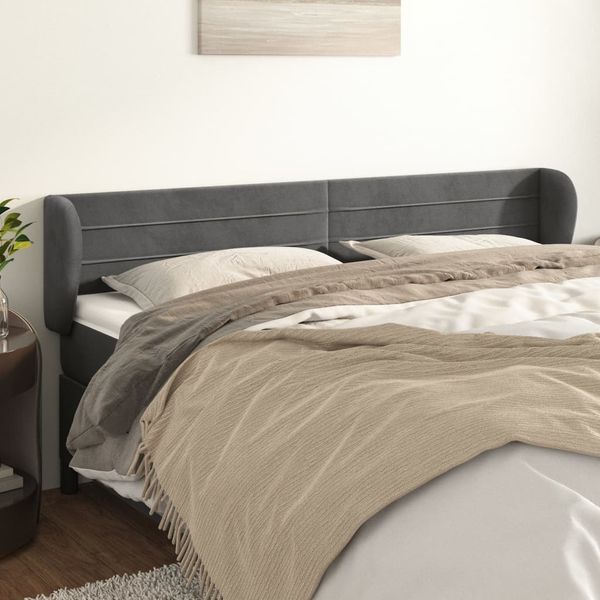 vidaXL Čelo postele so záhybmi tmavosivé 203x23x78/88 cm zamat