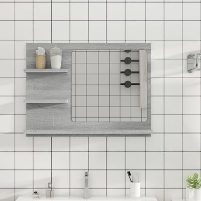 vidaXL Kúpeľňové zrkadlo sivý dub sonoma 60x10,5x45cm spracované drevo