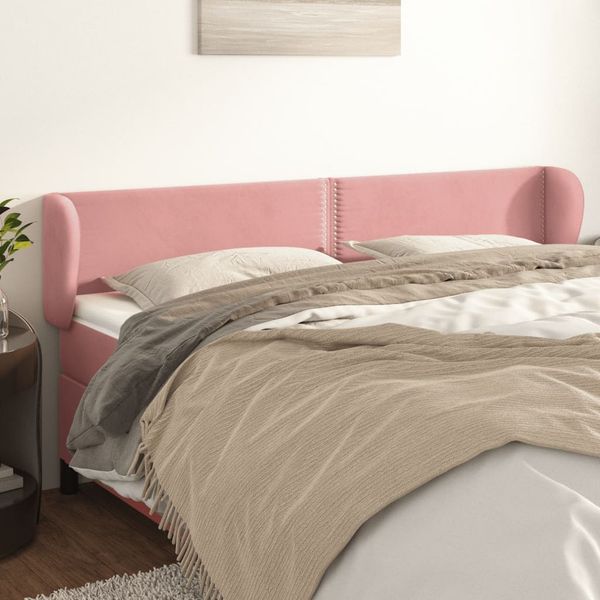 vidaXL Čelo postele so záhybmi ružový 203x23x78/88 cm zamat