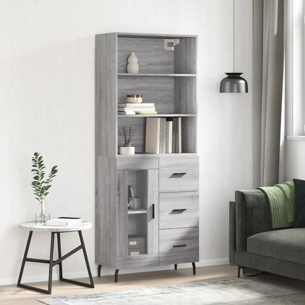 vidaXL Vysoká skrinka sivý dub sonoma 69,5x34x180 cm spracované drevo