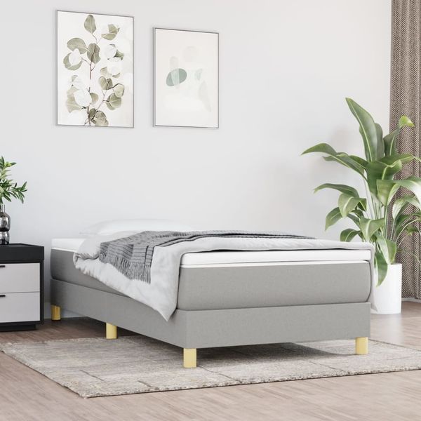 vidaXL Posteľný rám s boxspringom bledosivý 90x200 cm látka