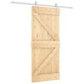 vidaXL Posuvné dvere 90 x 210 cm Borovicový masív Prírodná a biela