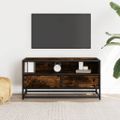 vidaXL TV skrinka dymový dub 80x34,5x40 cm kompozitné drevo a kov