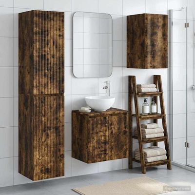 vidaXL Sada kúpeľňového nábytku 3 ks Dymový dub 33 x 34,5 x 160 cm
