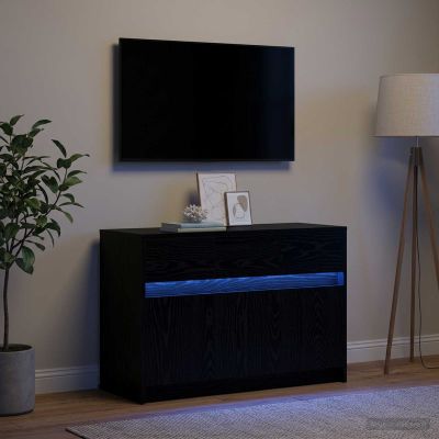 vidaXL TV skrinka 91 x 34 x 61 cm Čierny dub Kompozitné drevo