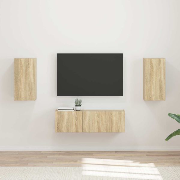 vidaXL Sada nástenného kabinetu na TV Nástenný 4 pcs Sonoma dub