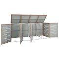 vidaXL Ohrada na 4 odpadkové koše 276,5x77,5x115 cm nerezová oceľ