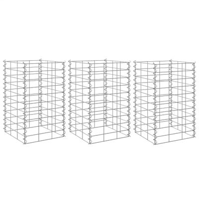 vidaXL Gabiónové vyvýšené záhony 3 ks 30x30x50 cm, železo