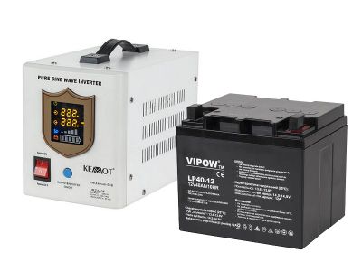 Zdroj zálohovania KEMOT PROsinus 800 URZ3405 500W 12V --BIELY-- + AKU 40Ah