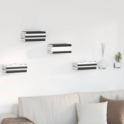 vidaXL Závesná polica s poličkou 8 pcs Čierny 6 x 10,8 x 6,6 cm