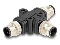 M12 T-Splitter A-coded 4 pin 1 x male to