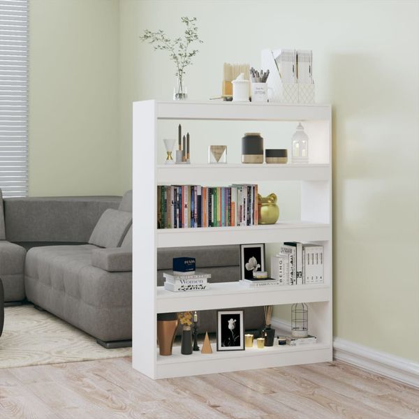vidaXL Knižnica/deliaca stena biela 100x30x135 cm