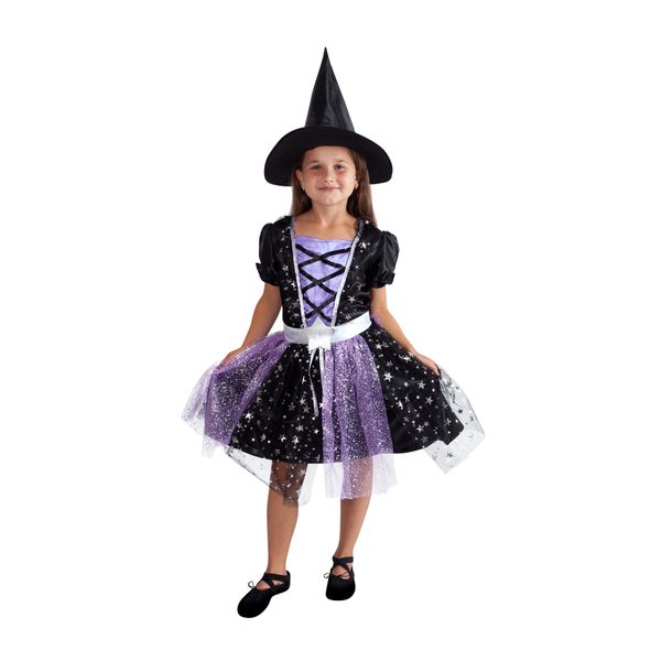 Detský kostým čarodejnice čierno-fialová (M) e-obal