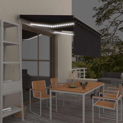 vidaXL Automatická markíza tienidlo&LED&senzor vetra antracitová