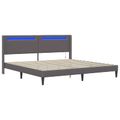 vidaXL Rám postele s LED pásikmi Sivá 180 x 200 cm Umelá koža