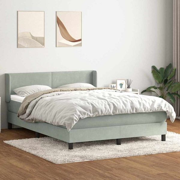 vidaXL Box Spring Posteľ s matracom Svetlosivá 160x220 cm Zamat