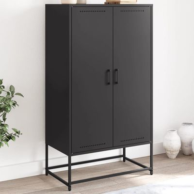 vidaXL Vysoká skrinka čierna 68,5x38,5x123,5 cm oceľ