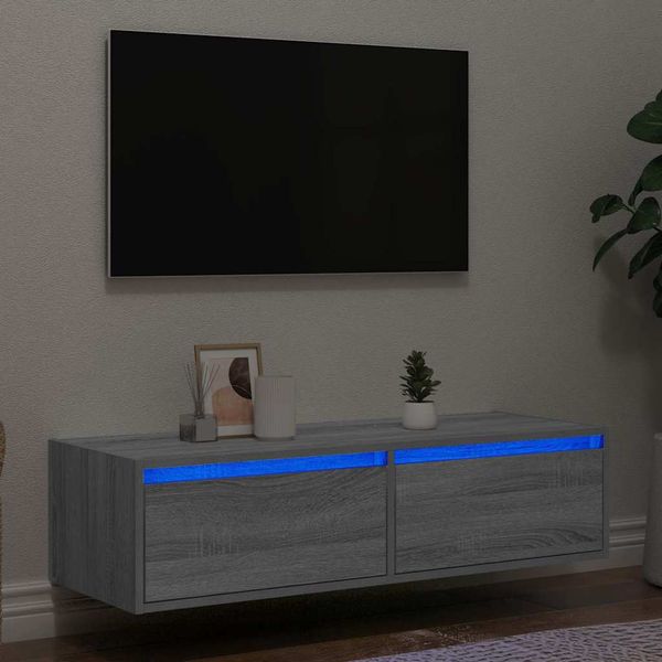 vidaXL TV skrinka s LED svetlami sivá sonoma 100X35,5x25 cm
