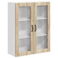 vidaXL Nástenný sklenený kabinet LUCCA Dub sonoma 80 x 31 x 100 cm