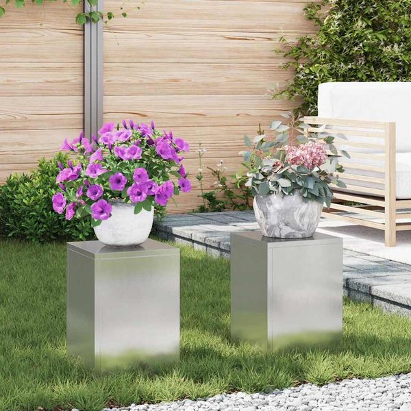 vidaXL Stojan na rastliny 2 pcs Strieborná 24 x 24 x 35 cm