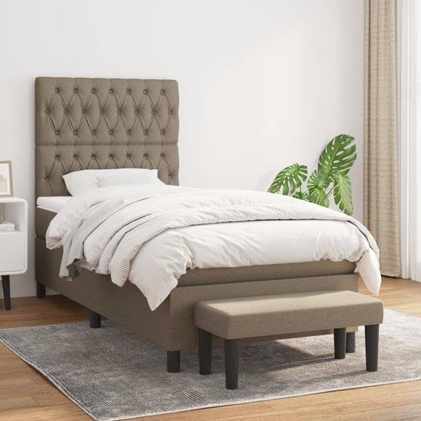 vidaXL Boxspring posteľ s matracom sivohnedý 100x200 cm látka